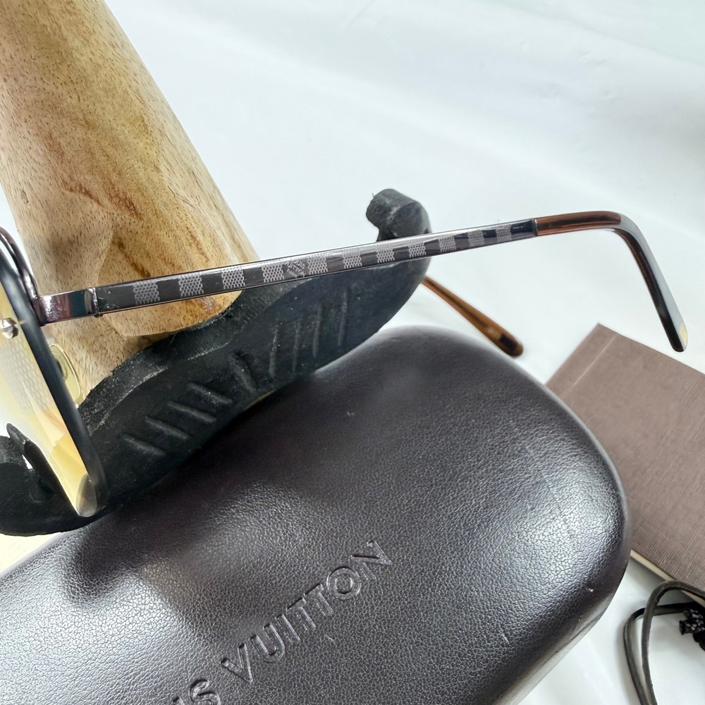 Louis Vuitton Damier Gradient Aviator Sunglasses Brown Rimless Metal Italy - Picture 6 of 11